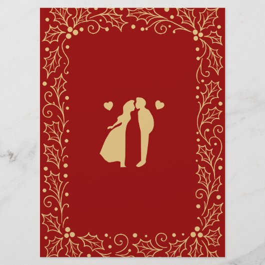 Luxury Red & Antique-Gold Wedding Menu Card (Achterkant)