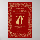 Luxury Red & Antique-Gold Wedding Poster (Voorkant)