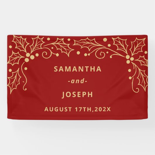 Luxury Red & Antique-Gold Wedding Spandoek (Horizontaal)