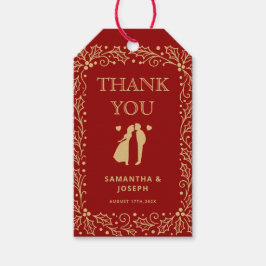 Luxury Red & Antique-Gold Wedding Thank You Cadeaulabel