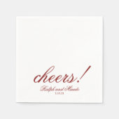 Luxury Red Cheers Elegant Personalized Wedding Servet (Voorkant)
