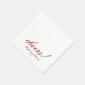 Luxury Red Cheers Elegant Personalized Wedding Servet (Hoek)
