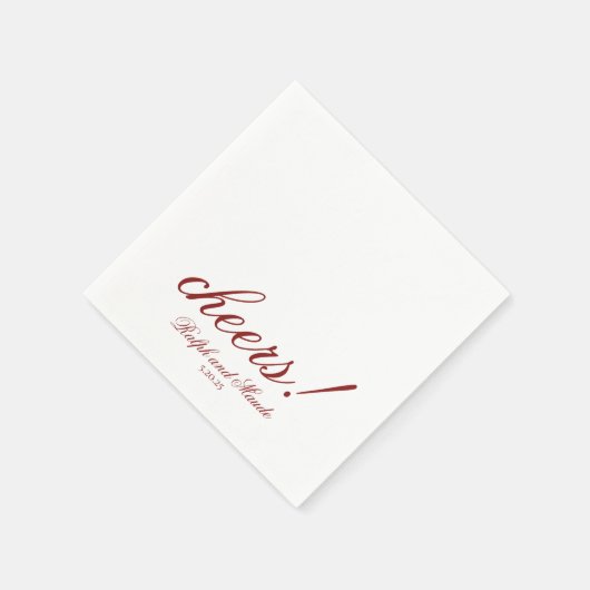 Luxury Red Cheers Elegant Personalized Wedding Servet (Hoek)