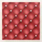 Luxury Red Diamond Tufted Pattern Glazen Onderzetter (Voorkant)