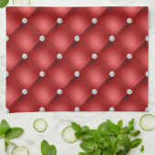 Luxury Red Diamond Tufted Pattern Theedoek (Gevouwen)
