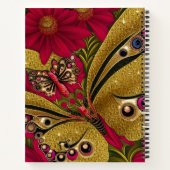 Luxury Red en Gold Butterfly - Aangepaste naam Notitieboek (Achterkant)