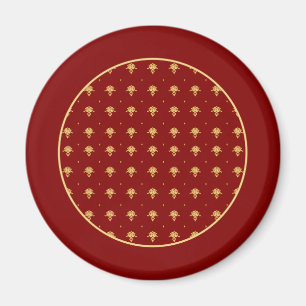 Luxury Red en Gold  Damask-patroon Magneet