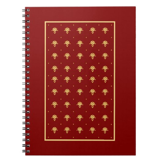 Luxury Red en Gold  Damask-patroon Notitieboek (Voorkant)