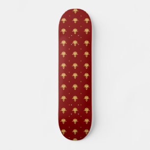 Luxury Red en Gold  Damask-patroon Skateboard