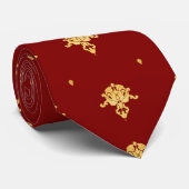 Luxury Red en Gold  Damask-patroon Stropdas (Opgerold)