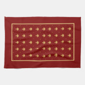 Luxury Red en Gold  Damask-patroon Theedoek (Horizontaal)