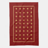 Luxury Red en Gold  Damask-patroon Theedoek (Verticaal)