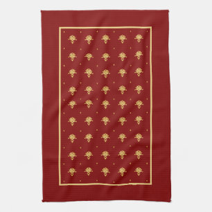 Luxury Red en Gold  Damask-patroon Theedoek