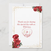 Luxury Red Floral Wedding Invitation Kaart (Achterkant)