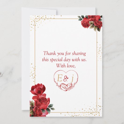 Luxury Red Floral Wedding Invitation Kaart (Achterkant)