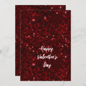Luxury Red Glitter Happy Valentine's Day Special Feestdagenkaart (Voorkant / Achterkant)