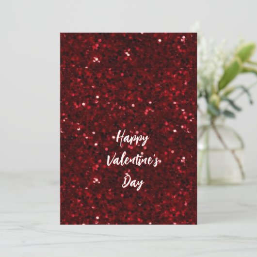 Luxury Red Glitter Happy Valentine's Day Special Feestdagenkaart (Staand voorkant)