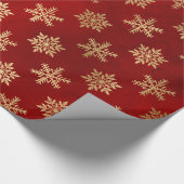 LUXURY RED GOLD CHRISTMAS SNOWFLAKE WRAPPINGPAPIER CADEAUPAPIER (Hoek)
