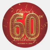Luxury Red Gold Ruby Gem Glam 60th Birthday Ronde Sticker (Voorkant)