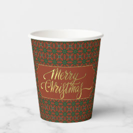 Luxury Red & Green Merry Christmas – Elegant Gold Papieren Bekers
