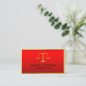 Luxury Red Lawyer Scales of Justice Gold Effect Visitekaartje (Staand voorkant)