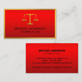 Luxury Red Lawyer Scales of Justice Gold Effect Visitekaartje