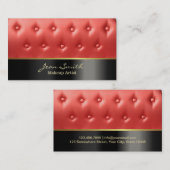 Luxury Red Leather Upholstered Makeup Artist Visitekaartje (Voorkant / Achterkant)