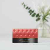 Luxury Red Leather Upholstered Makeup Artist Visitekaartje (Staand voorkant)