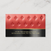 Luxury Red Leather Upholstered Makeup Artist Visitekaartje (Achterkant)