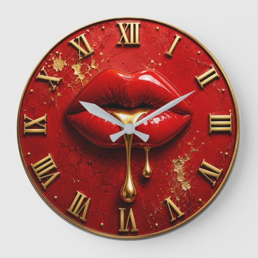 Luxury Red Lips Modern Glam Home Decor Grote Klok (Voorkant)
