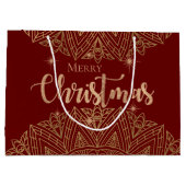 Luxury Red Mandala Elegant Merry Kerstmis Groot Cadeauzakje (Achterkant)