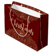 Luxury Red Mandala Elegant Merry Kerstmis Groot Cadeauzakje (Achterkant Gekanteld)