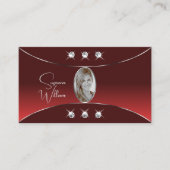 Luxury Red met Silver Decor Diamonds en foto's Visitekaartje (Voorkant)