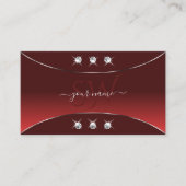 Luxury Red met Silver Decor Diamonds en Monogram Visitekaartje (Voorkant)