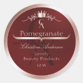 Luxury Red Product Label Rose Gold Frame Monogram (Voorkant)