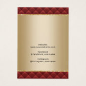 Luxury Red Quilted Gold Jewelry Waring Display Visitekaartje (Achterkant)