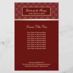 Luxury Red Quilted Modern Gold Beauty Salon Spa Flyer