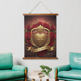 Luxury Red Rose Gold Heart Wall Tapestry Hangend Wandkleed