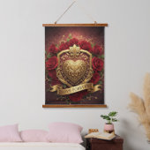 Luxury Red Rose Gold Heart Wall Tapestry Hangend Wandkleed (Slaapkamer)