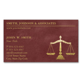 Luxury Red Scales of Justice Gold (effect) Lawyer Magnetisch Visitekaartje