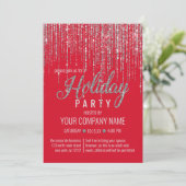 Luxury Red Silver Glitter Fringe Corporate Holiday Kaart (Staand voorkant)
