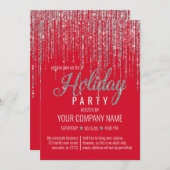Luxury Red Silver Glitter Fringe Corporate Holiday Kaart (Voorkant / Achterkant)