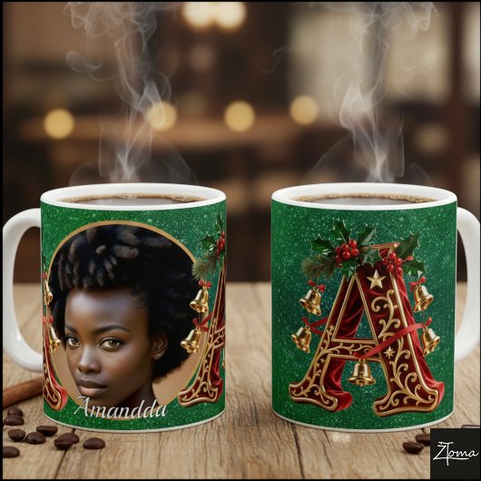 Luxury Red Velvet Gold Christmas Letter A Koffiemok