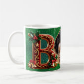 Luxury Red Velvet Gold Christmas Letter B Koffiemok (Links)