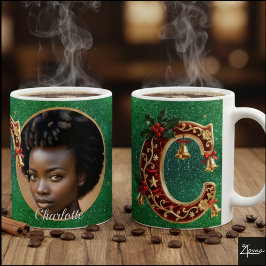 Luxury Red Velvet Gold Christmas Letter C Koffiemok