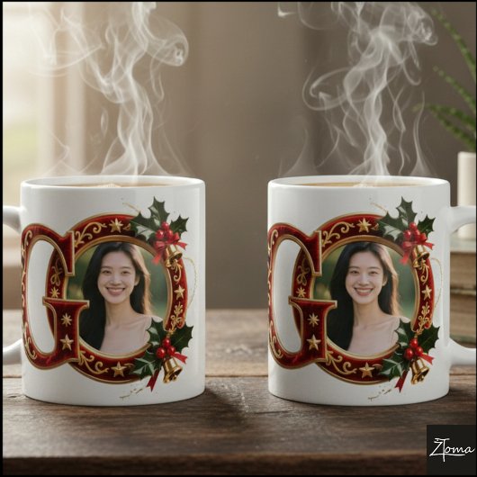 Luxury Red Velvet Gold Christmas Letter G Koffiemok