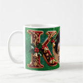 Luxury Red Velvet Gold Christmas Letter K Koffiemok (Links)