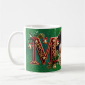 Luxury Red Velvet Gold Christmas Letter M Koffiemok (Links)