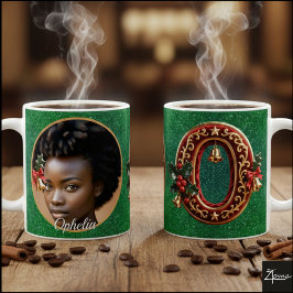 Luxury Red Velvet Gold Christmas Letter O Koffiemok