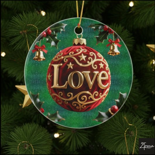 Luxury Red Velvet Gold  Christmas (love) Keramisch Ornament